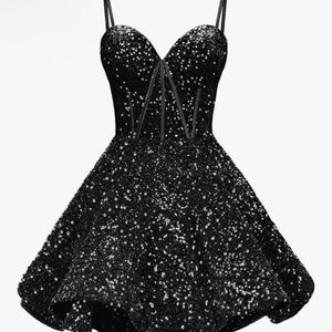 Elegant Black Sequin Dress